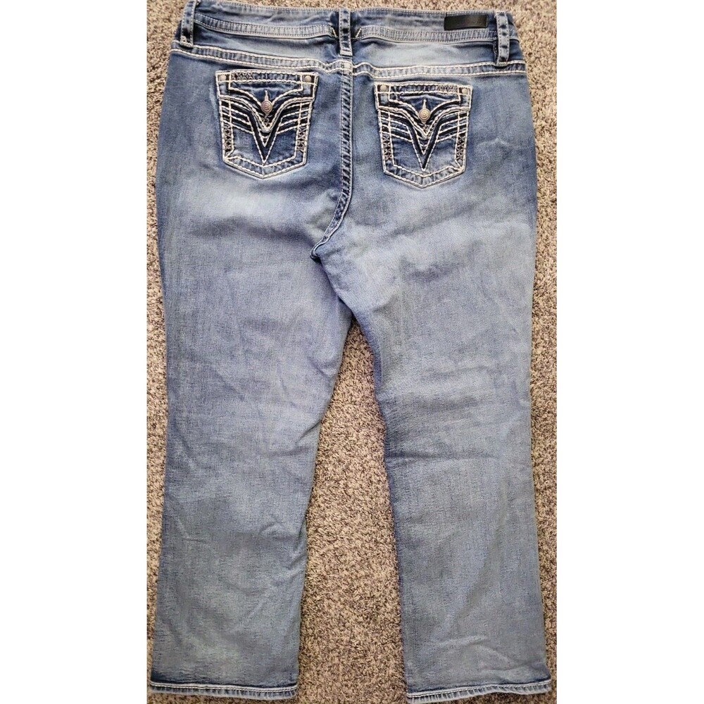 vigoss jeans plus 20 Mid Rise Embellishment Distressed Thick Stitch Slim Boot